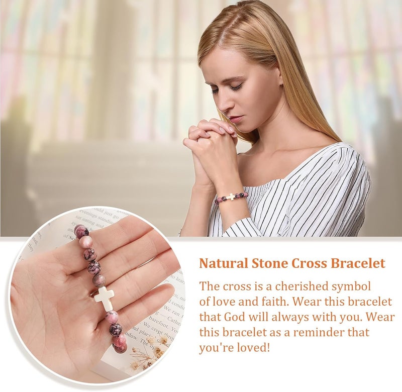 Paderast Christian Christmas Gifts for Women, Religious Cross Bracelet Gifts for Women/Daughter/Friend/Sister/Grandma/Granddaughter/Godmother/Her, Inspirational Birthday Faith Based Jewelry Stocking Stuffers Gifts - Image 3